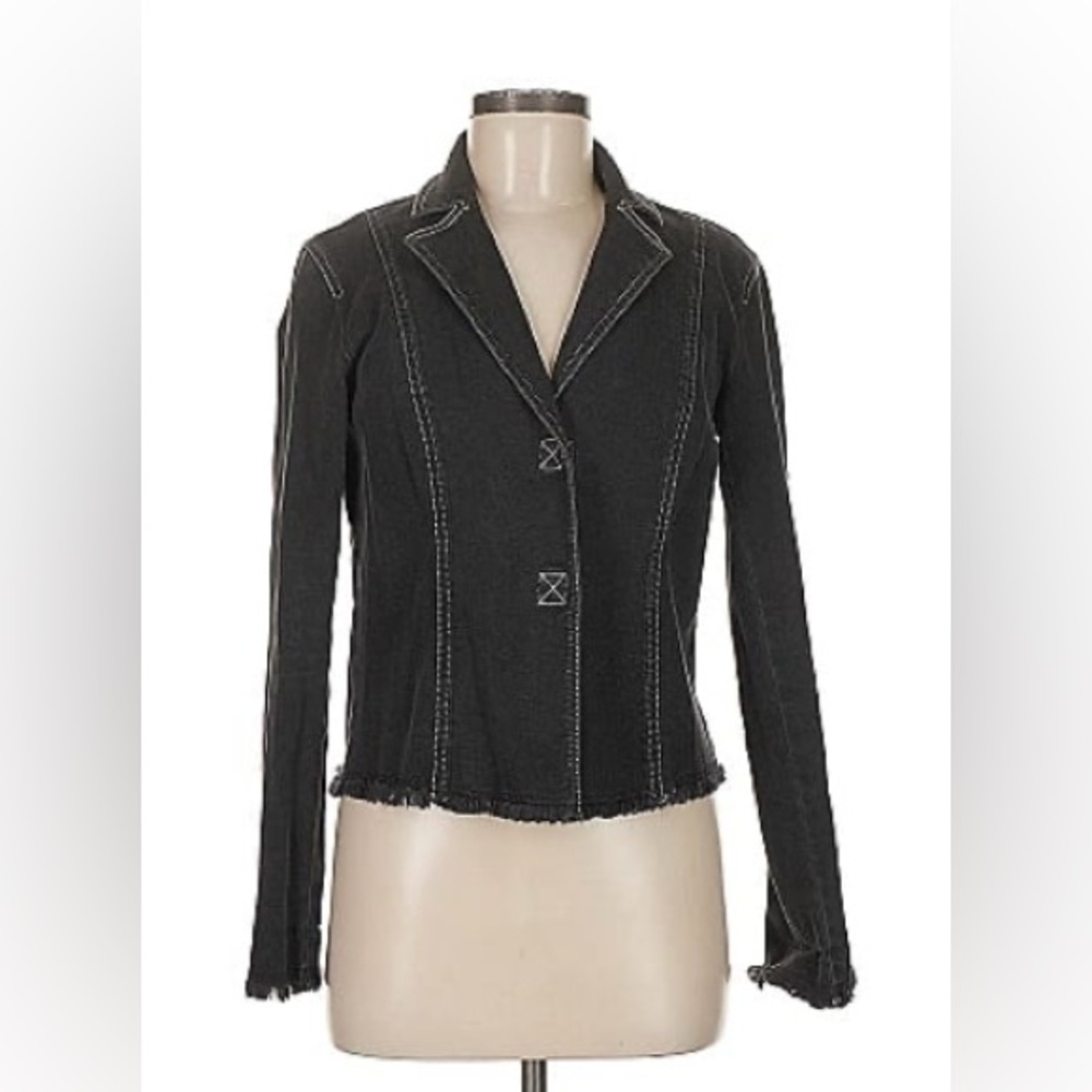 Kenar Black Blazer with White Stitching